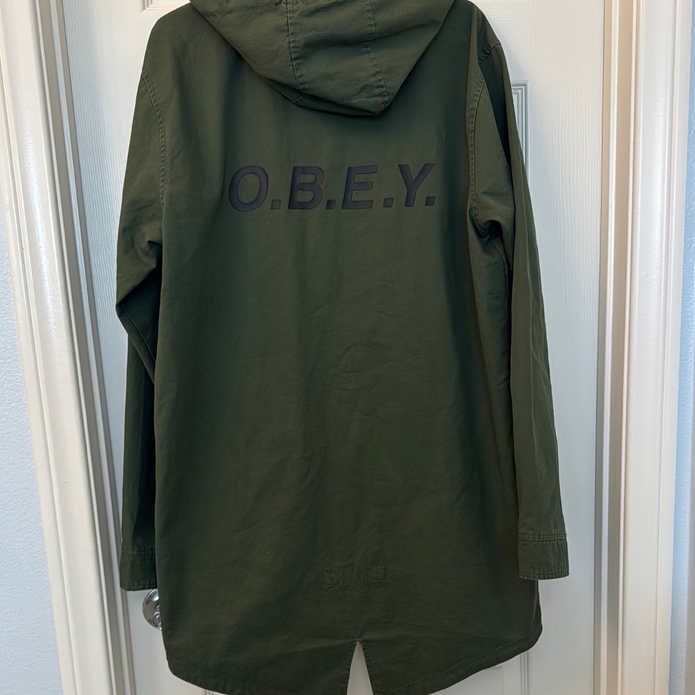 OBEY slugger optional fishtail Men's Green Hooded Jacket - Picture 8 of 15
